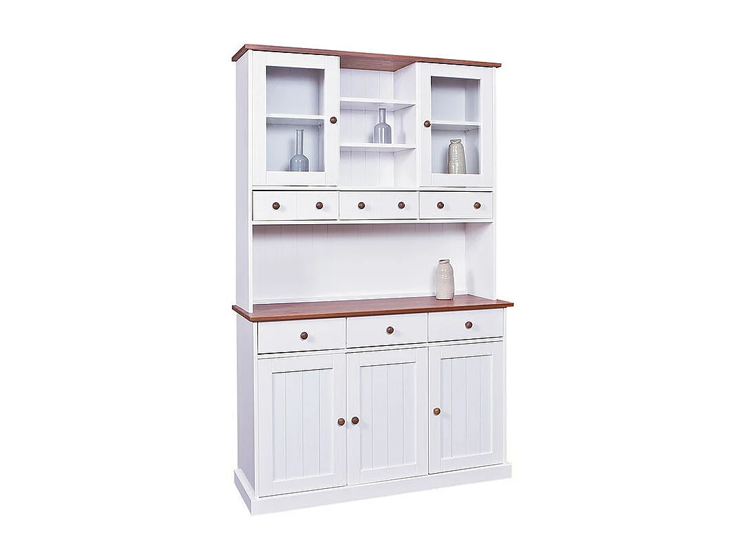 Campanou 5-deurs massief grenen donker en wit dressoir 131 cm