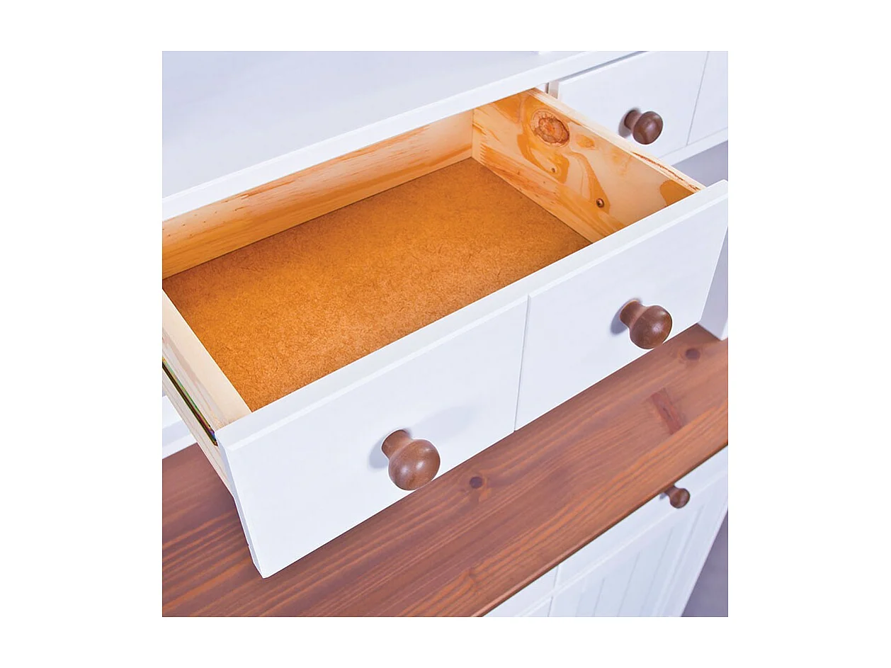 Campanou 5-deurs massief grenen donker en wit dressoir 131 cm