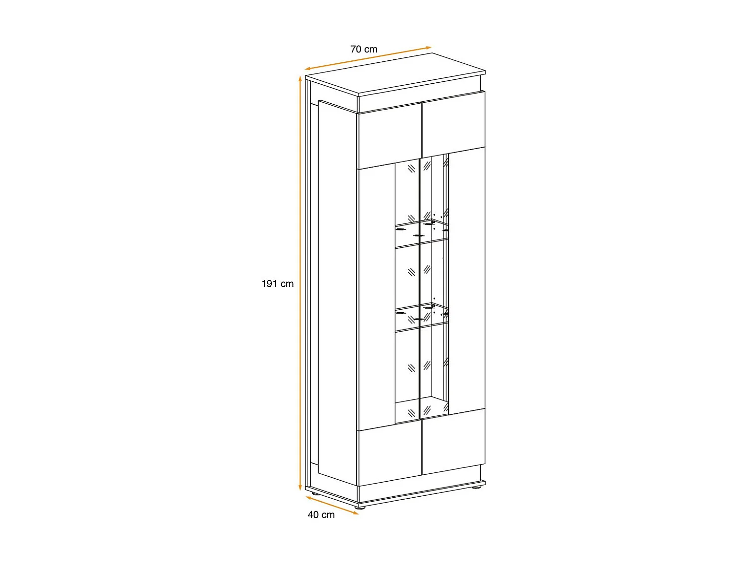 Vitrine à Led 4 Niveaux "Berlin" 191cm Gris & Naturel