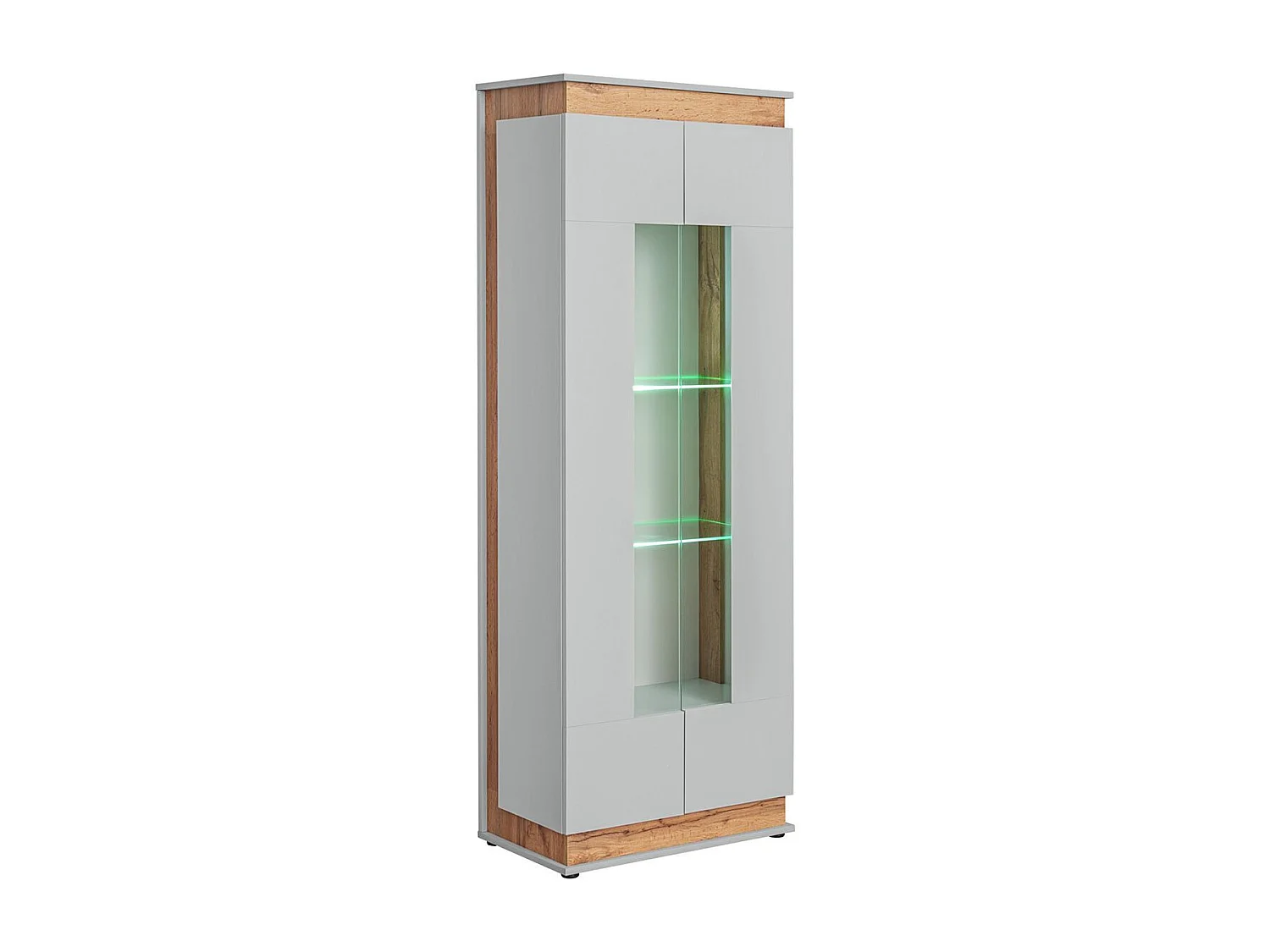 Vitrine à Led 4 Niveaux "Berlin" 191cm Gris & Naturel