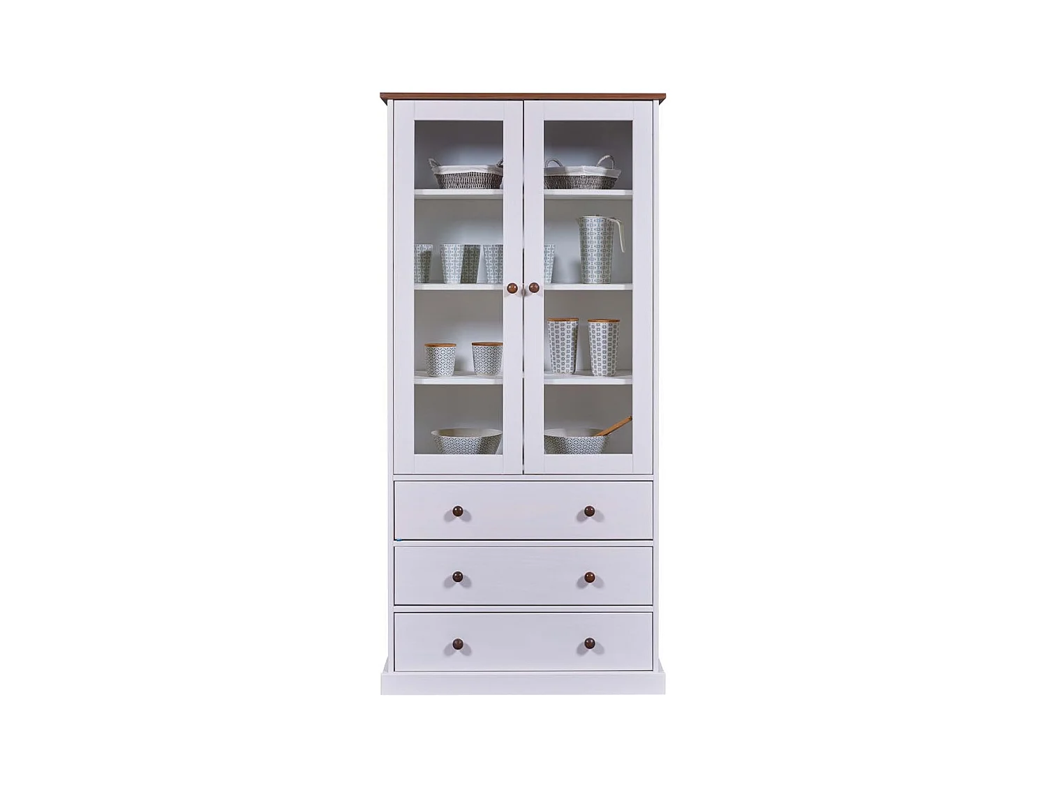 Vaisselier 2 Portes & 3 Tiroirs "Takao" 190cm Blanc
