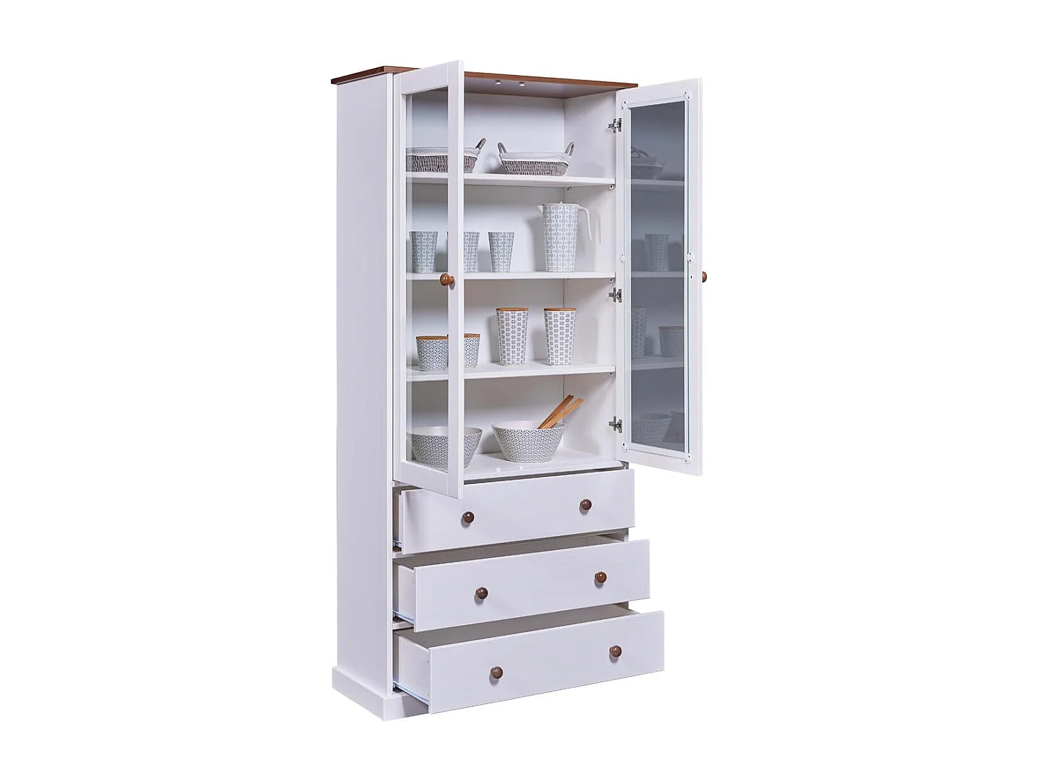 Vaisselier 2 Portes & 3 Tiroirs "Takao" 190cm Blanc