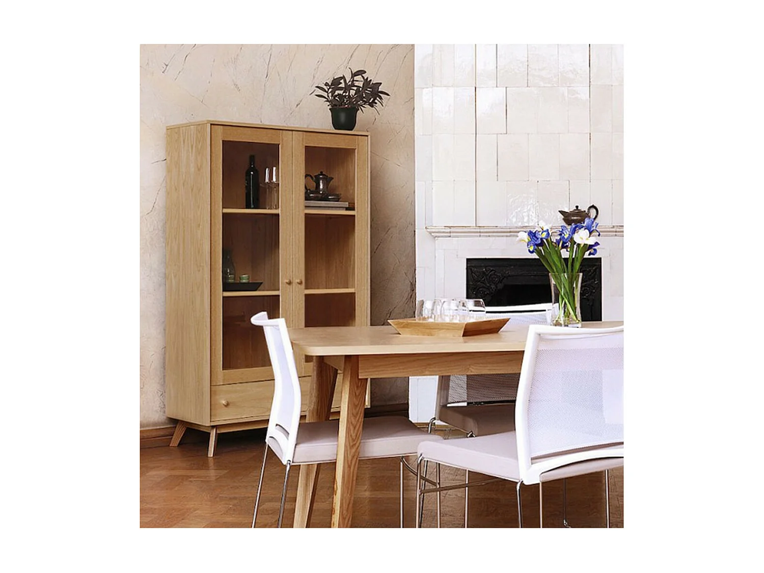 Vitrine Design en Bois "Kensal" 170cm Chêne