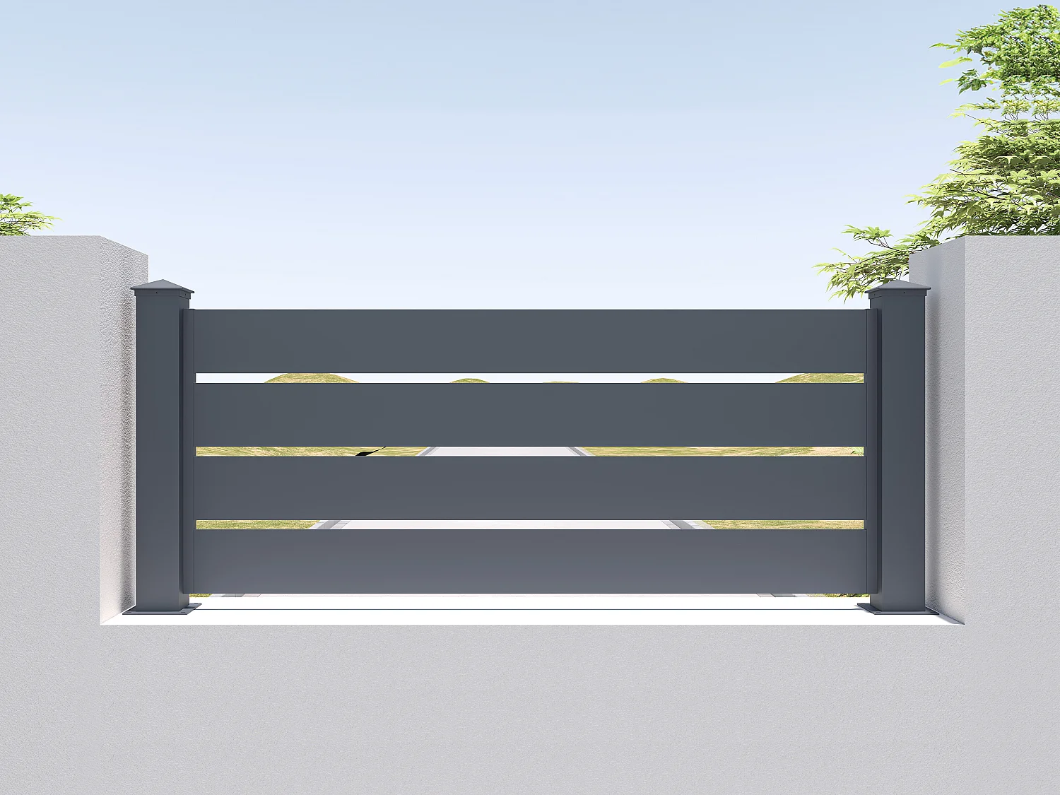 Stellzaun mit lichtdurchlässigem Design - 80,3 x 188,6 - Aluminium - Anthrazit - PRIMO