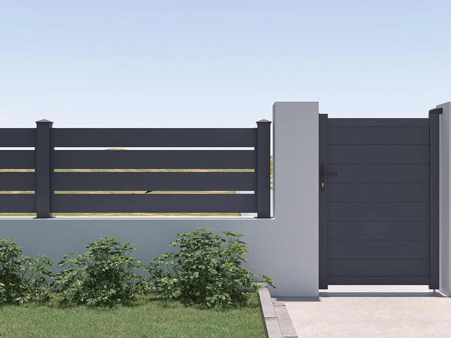 Stellzaun mit lichtdurchlässigem Design - 80,3 x 188,6 - Aluminium - Anthrazit - PRIMO