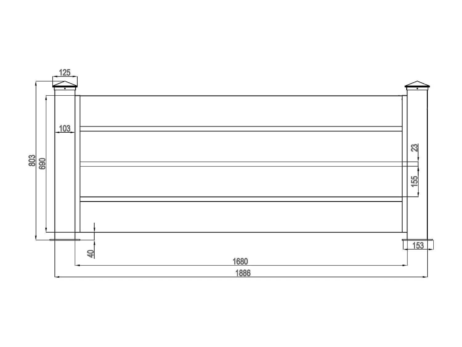 Stellzaun mit lichtdurchlässigem Design - 80,3 x 188,6 - Aluminium - Anthrazit - PRIMO