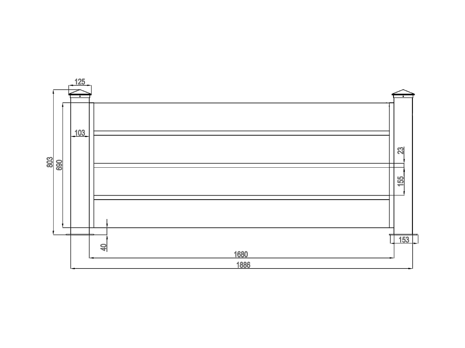 Valla de aluminio gris antracita con calado Alt. 80.3 x Ancho 188.6 cm - PRIMO