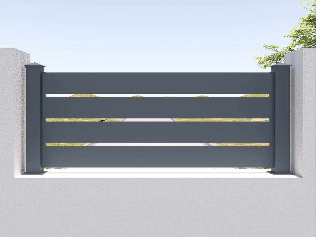 Valla de aluminio gris antracita con calado Alt. 80.3 x Ancho 188.6 cm - PRIMO