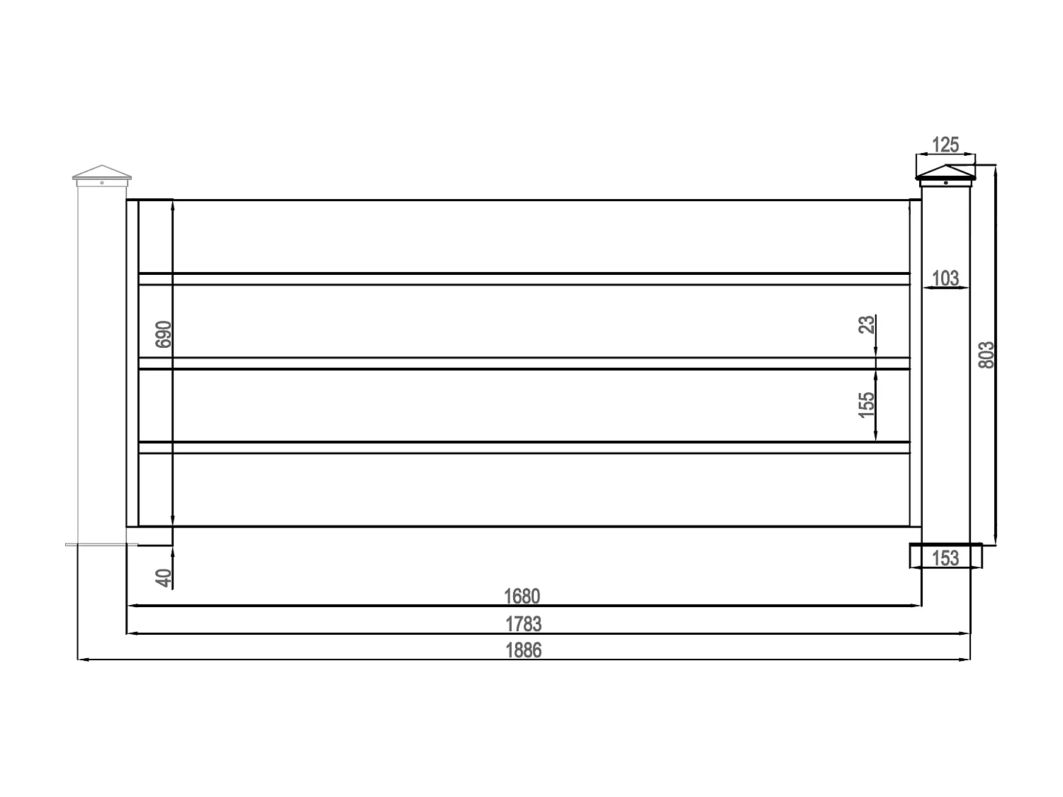 Extension de clôture à poser ajourée H80.3 x L178.3 cm en aluminium anthracite - PRIMO