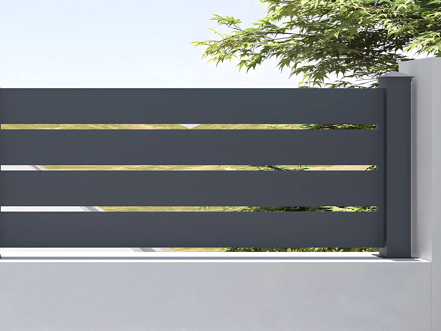 Extension de clôture à poser ajourée H80.3 x L178.3 cm en aluminium anthracite - PRIMO