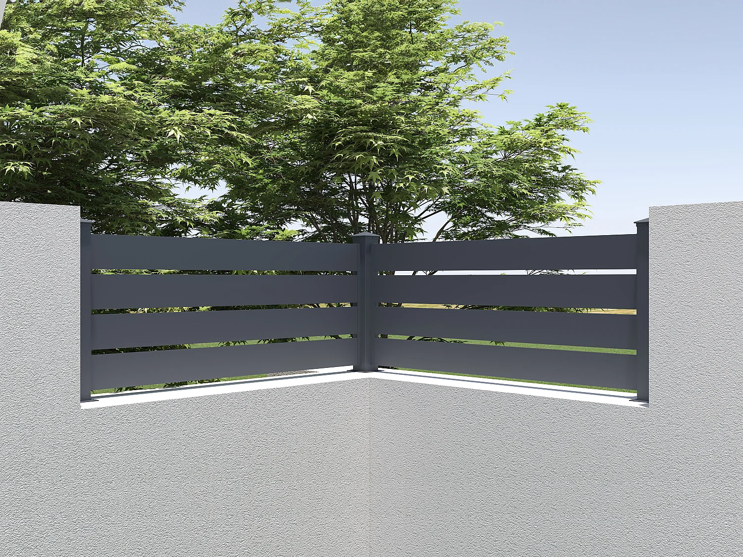 Extensión de valla con relieve Alt. 80,3 x Ancho 178,3 cm de aluminio antracita - PRIMO