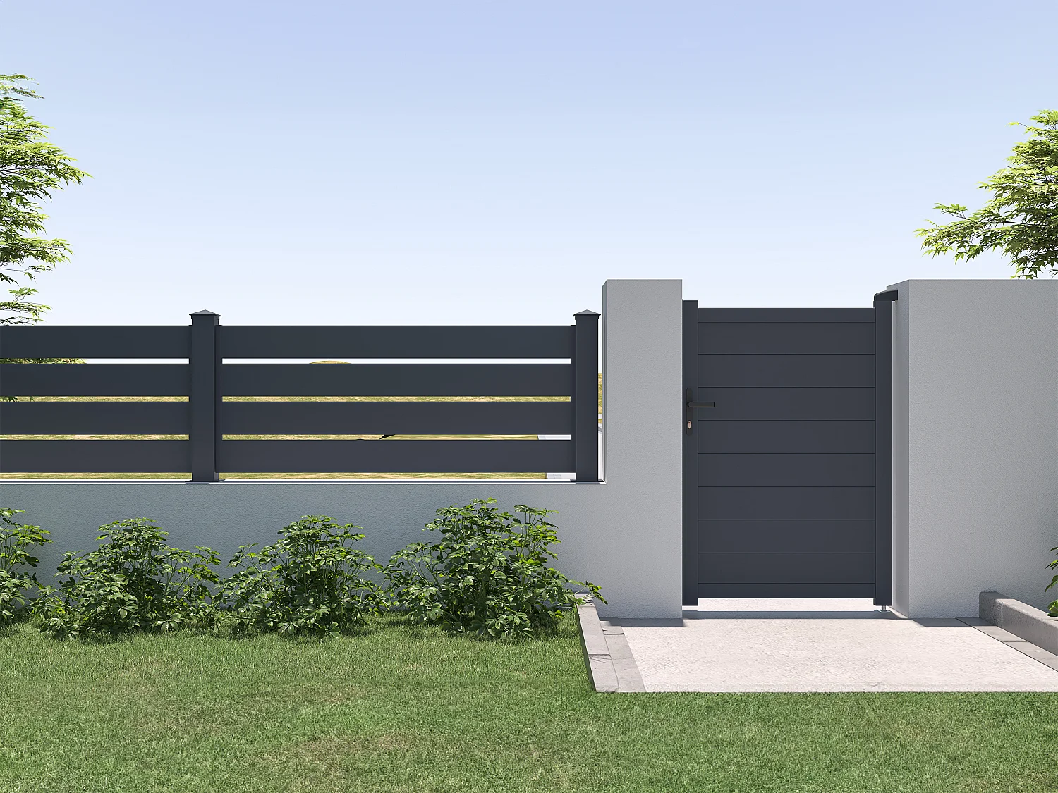 Extension de clôture à poser ajourée H80.3 x L178.3 cm en aluminium anthracite - PRIMO