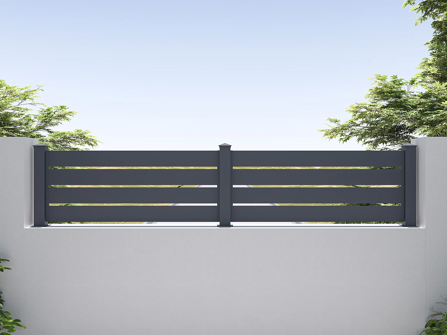 Extension de clôture à poser ajourée H80.3 x L178.3 cm en aluminium anthracite - PRIMO