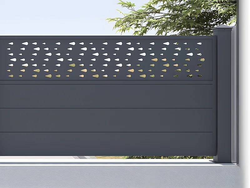 Extension de clôture à poser H89 x L178.3 cm en aluminium anthracite à motifs - BAZIO