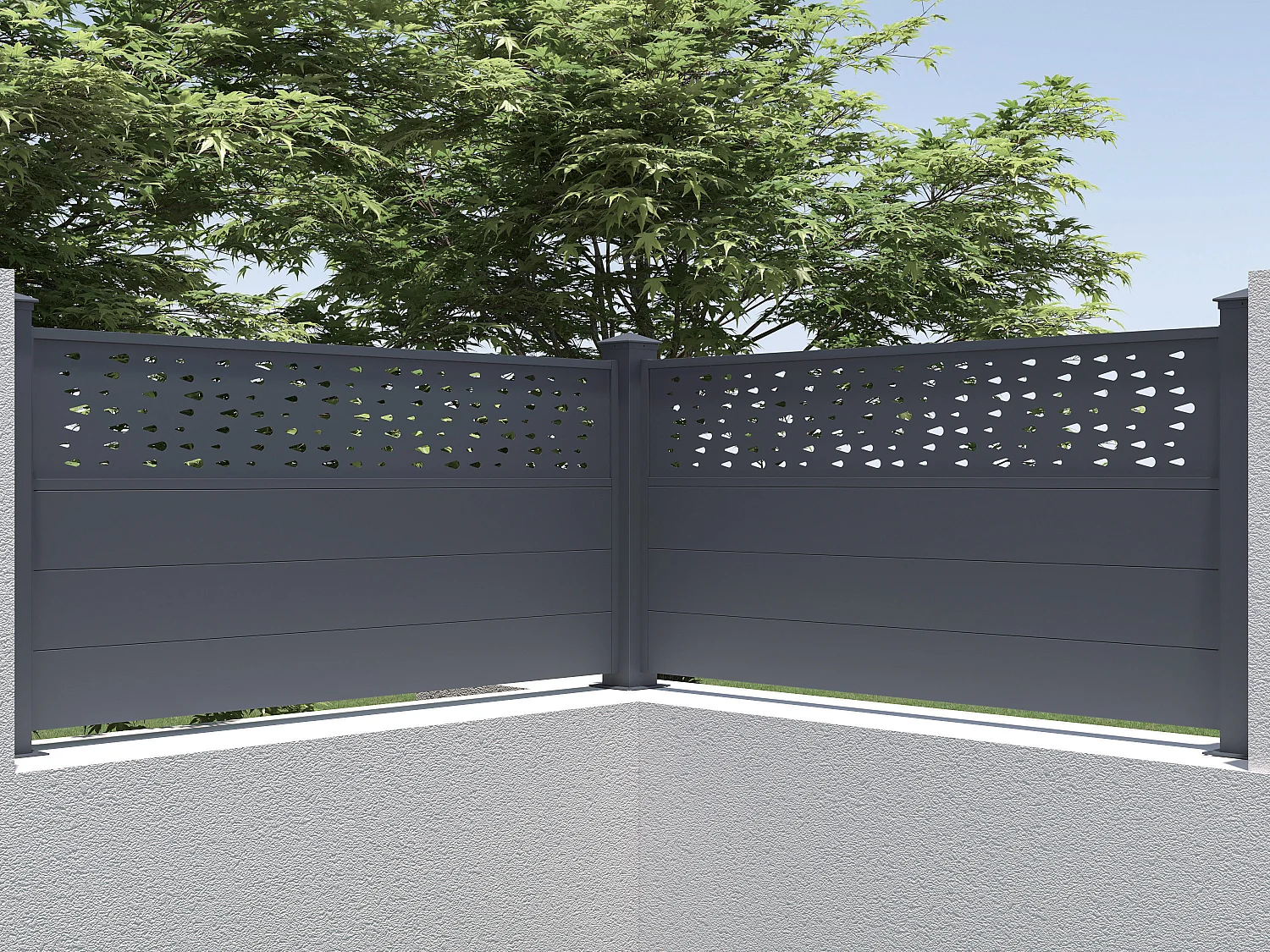 Extension de clôture à poser H89 x L178.3 cm en aluminium anthracite à motifs - BAZIO