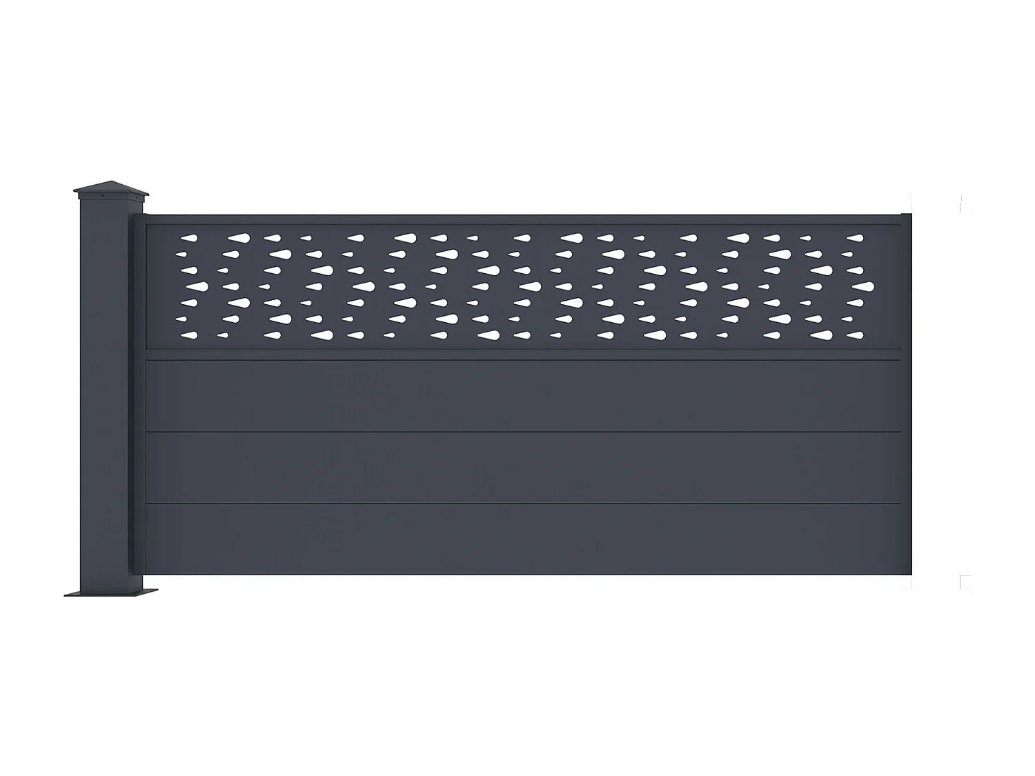 Stellzaun Anbauelement - H89 x B178,3 - Aluminium - Anthrazit - mit Muster - BAZIO