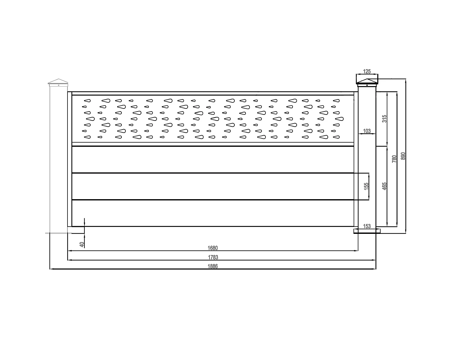 Extensión de valla Alt. 89 x Ancho 178.3 cm de aluminio antracita con decoración - BAZIO