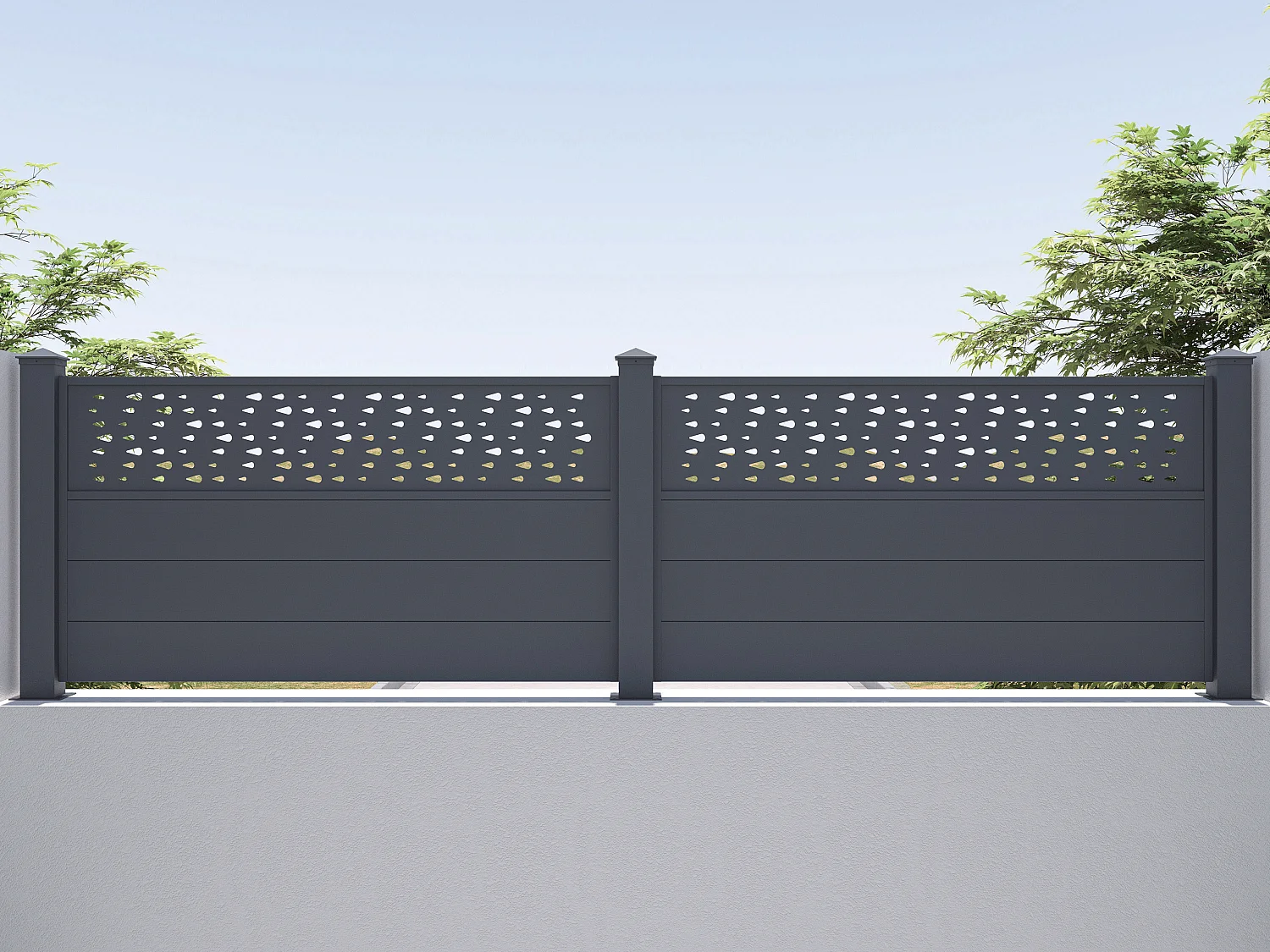 Extension de clôture à poser H89 x L178.3 cm en aluminium anthracite à motifs - BAZIO