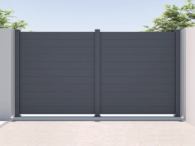 Hek, H182 x L188,6 cm in donkergrijs aluminium - NAZARIO