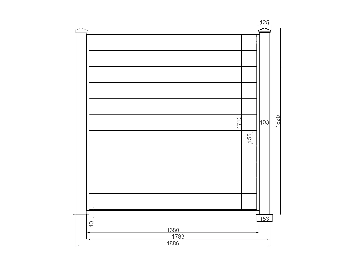 Stellzaun - H182 x B188,6 - Aluminium - Anthrazit - NAZARIO
