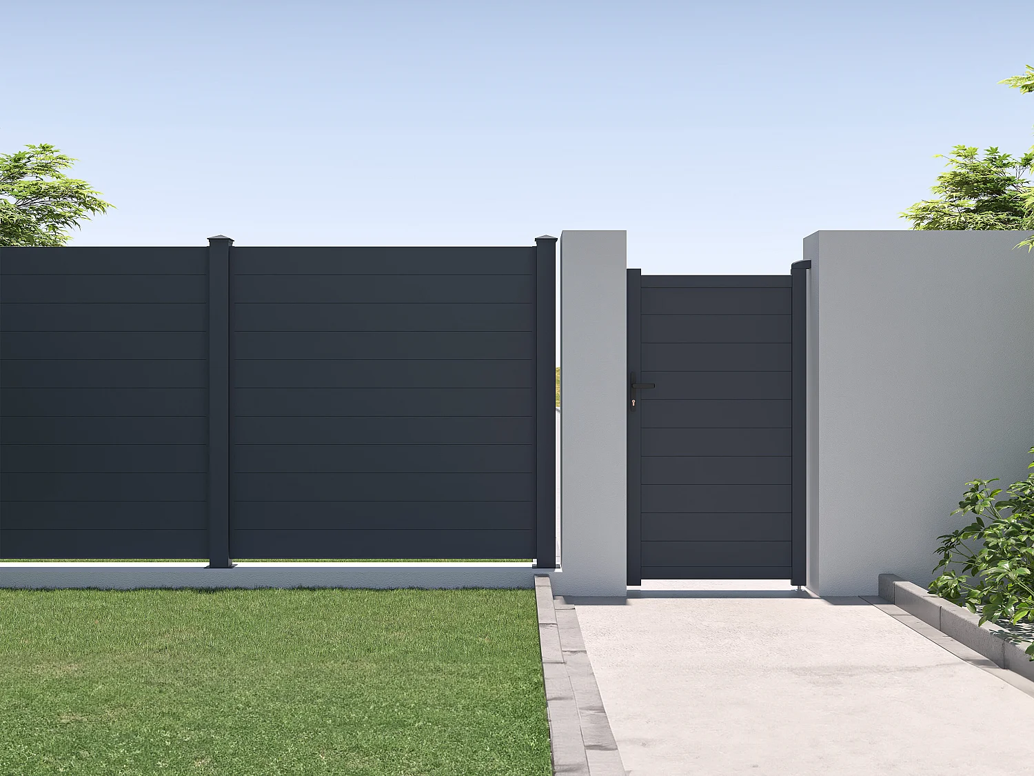 Extension de clôture à poser H182 x L178.3 en aluminium anthracite - NAZARIO