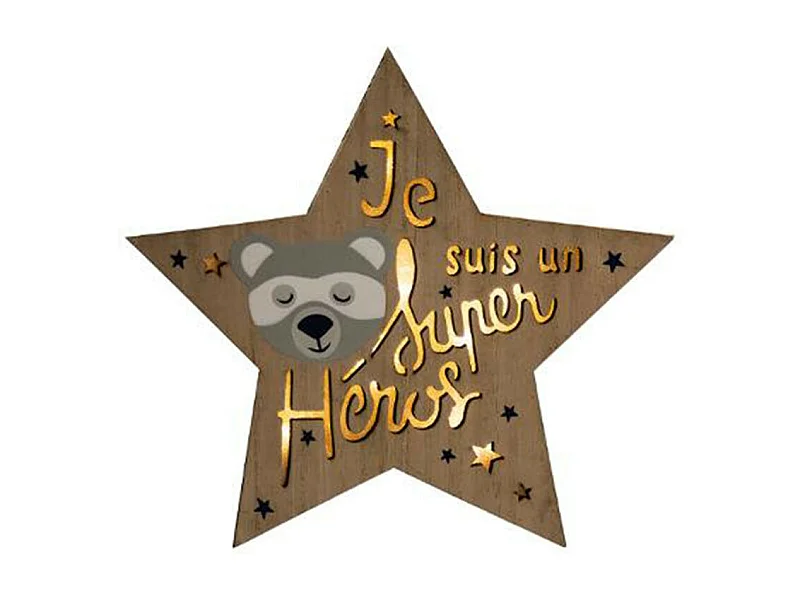 Lampe Design Led Enfant "Étoile" 28cm Naturel