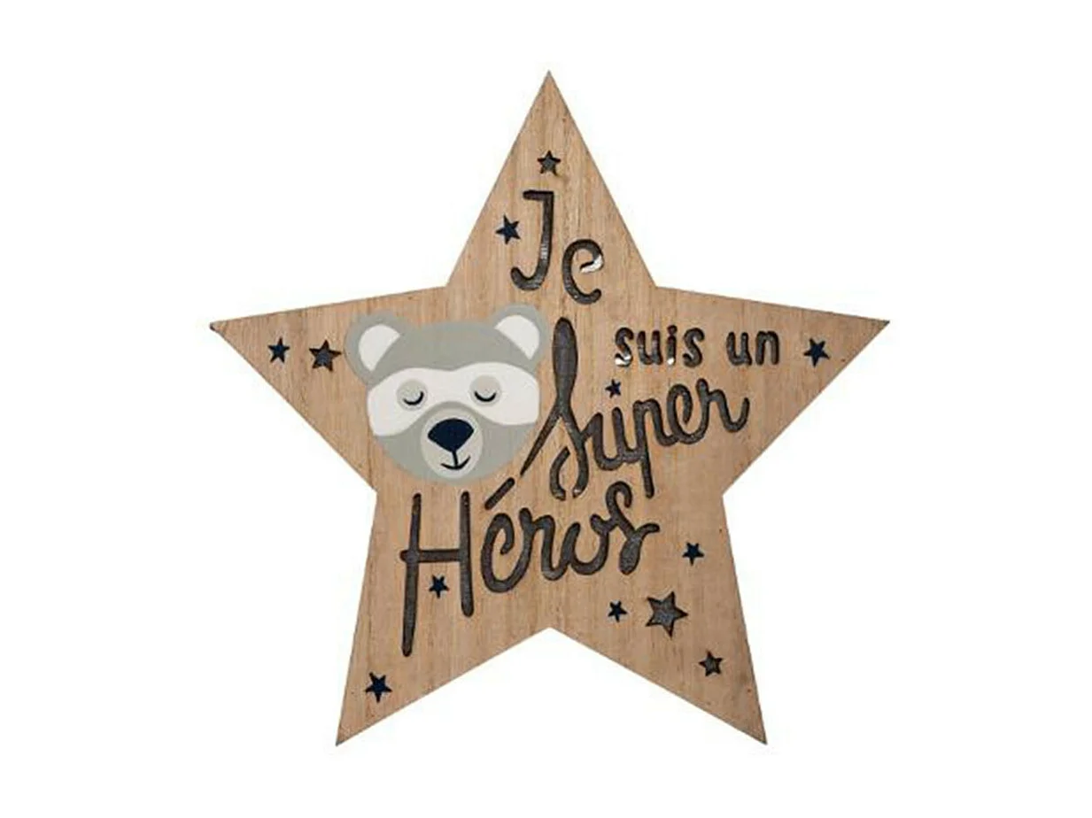 Lampe Design Led Enfant "Étoile" 28cm Naturel