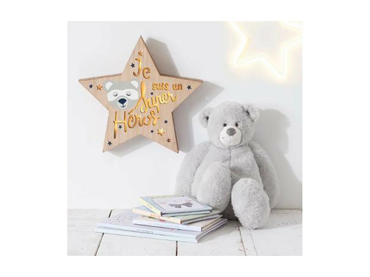 Lampe Design Led Enfant "Étoile" 28cm Naturel