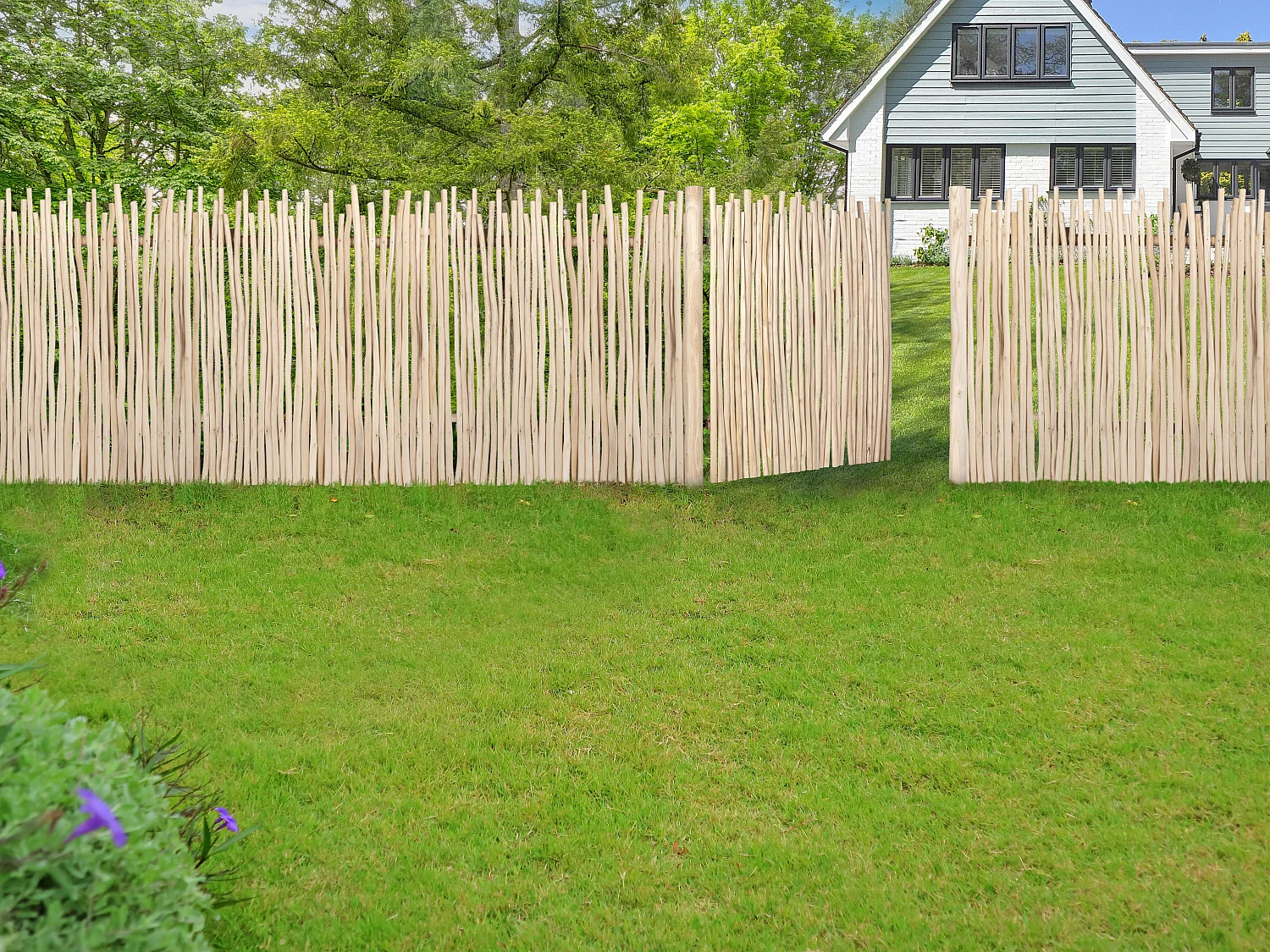 Puerta de madera de teca - Ancho 117 x Alt. 120 cm color natural claro - EDANA