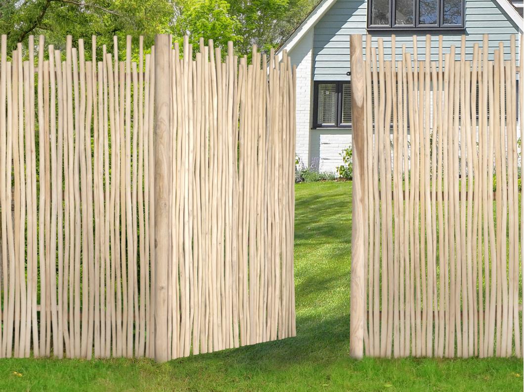 Portillon en bois de teck - L117 x H180 cm colori naturel clair -  EDANA