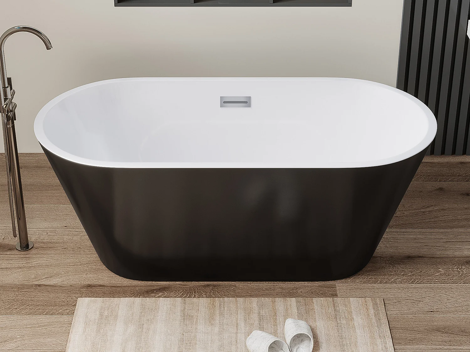 Freistehende Badewanne Design - 201 L - 150 x 70 x 58 cm - Schwarz - TWIGGY