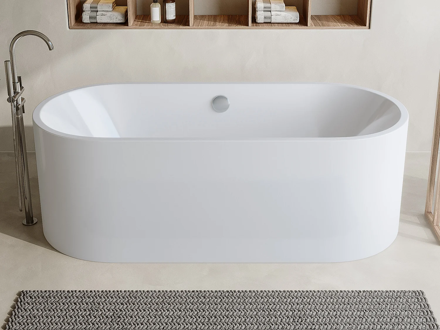 Baignoire îlot design - 221 L - 170 x 75 x 58 cm - Blanche - KATOUCHA