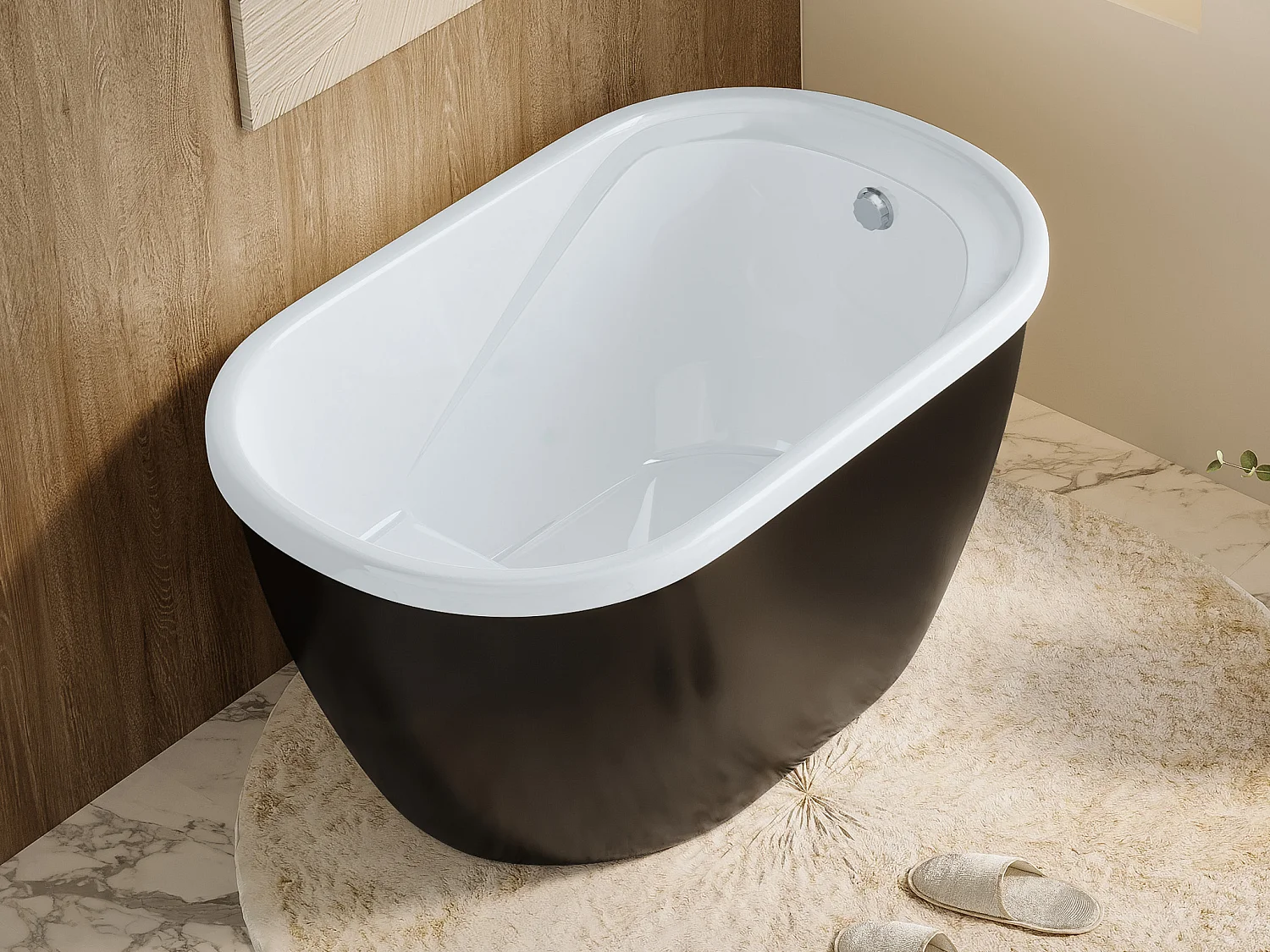 Baignoire sabot - 165 L - 120 x 75 x 65 cm - Noire - PICCOLA
