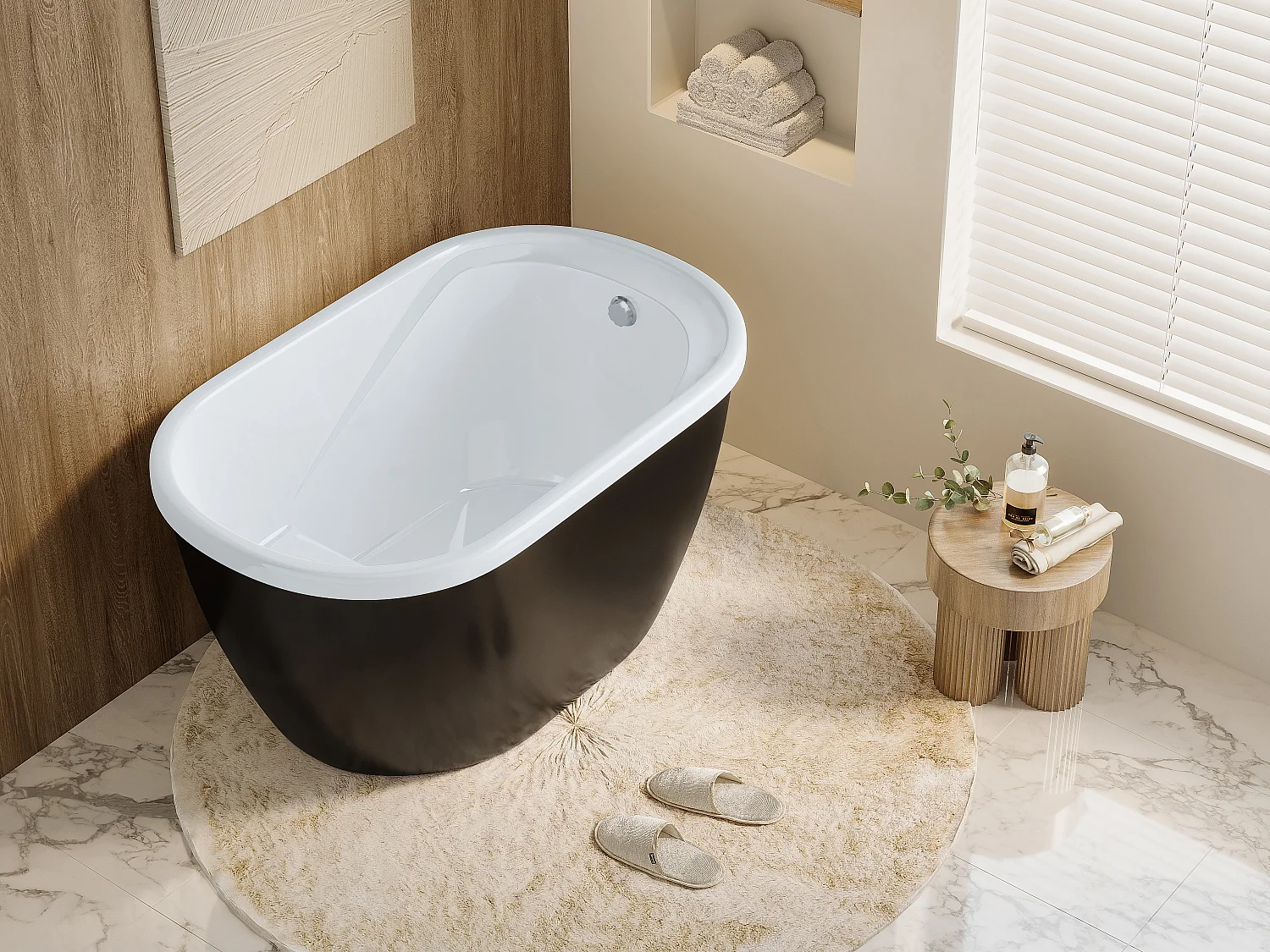 Klossbadet - 165 L - 120 x 75 x 65 cm - Svart - PICCOLA