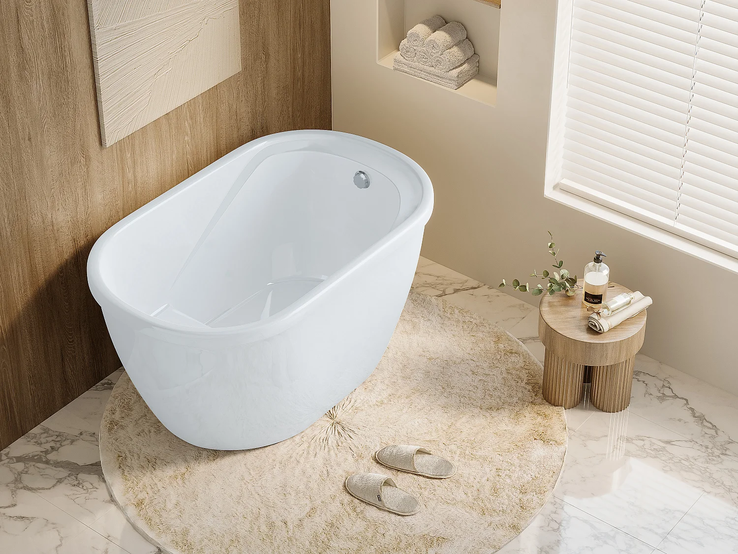 Baignoire sabot - 165 L - 120 x 75 x 65 cm - Blanche - PICCOLA