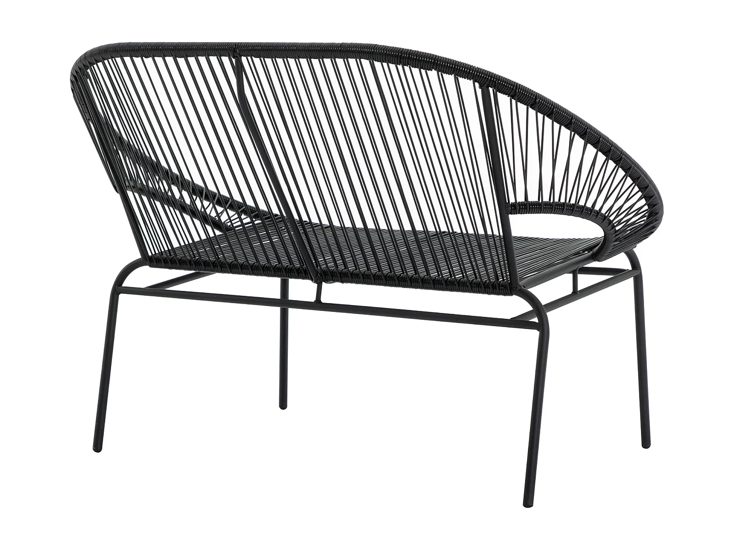 Panca da giardino in fili di Resina intrecciata Nero - ALIOS III di MYLIA