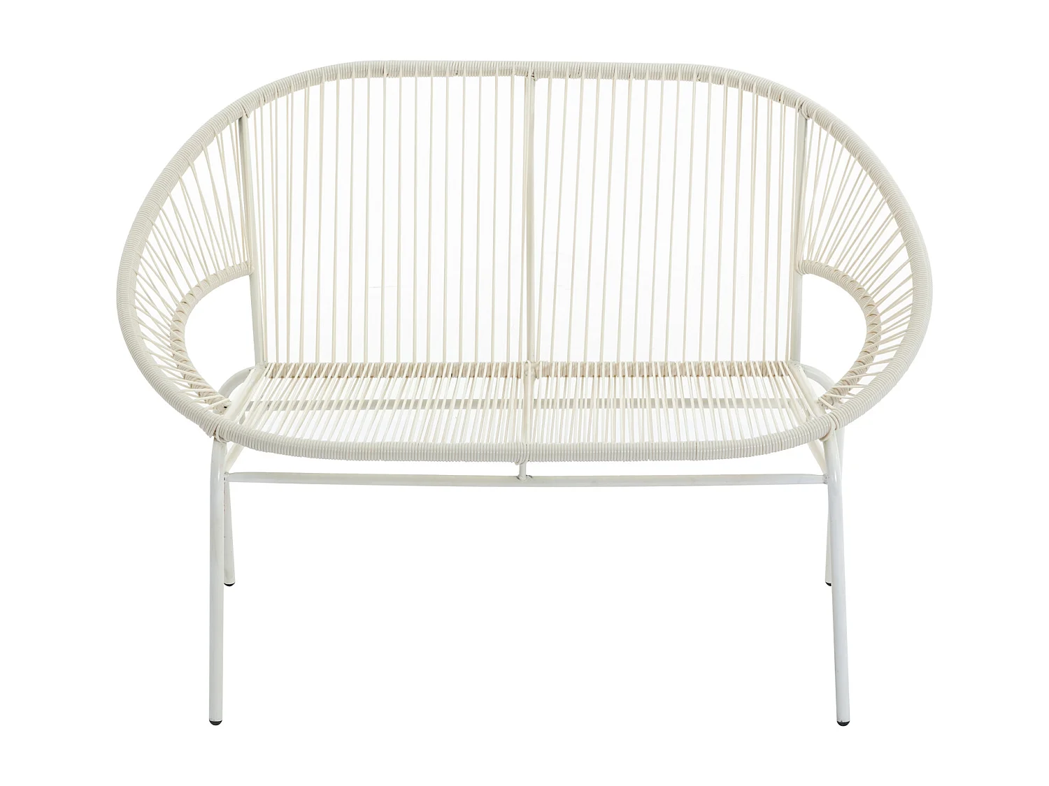 Banc de jardin en fils de résine tressés - Blanc - ALIOS III de MYLIA