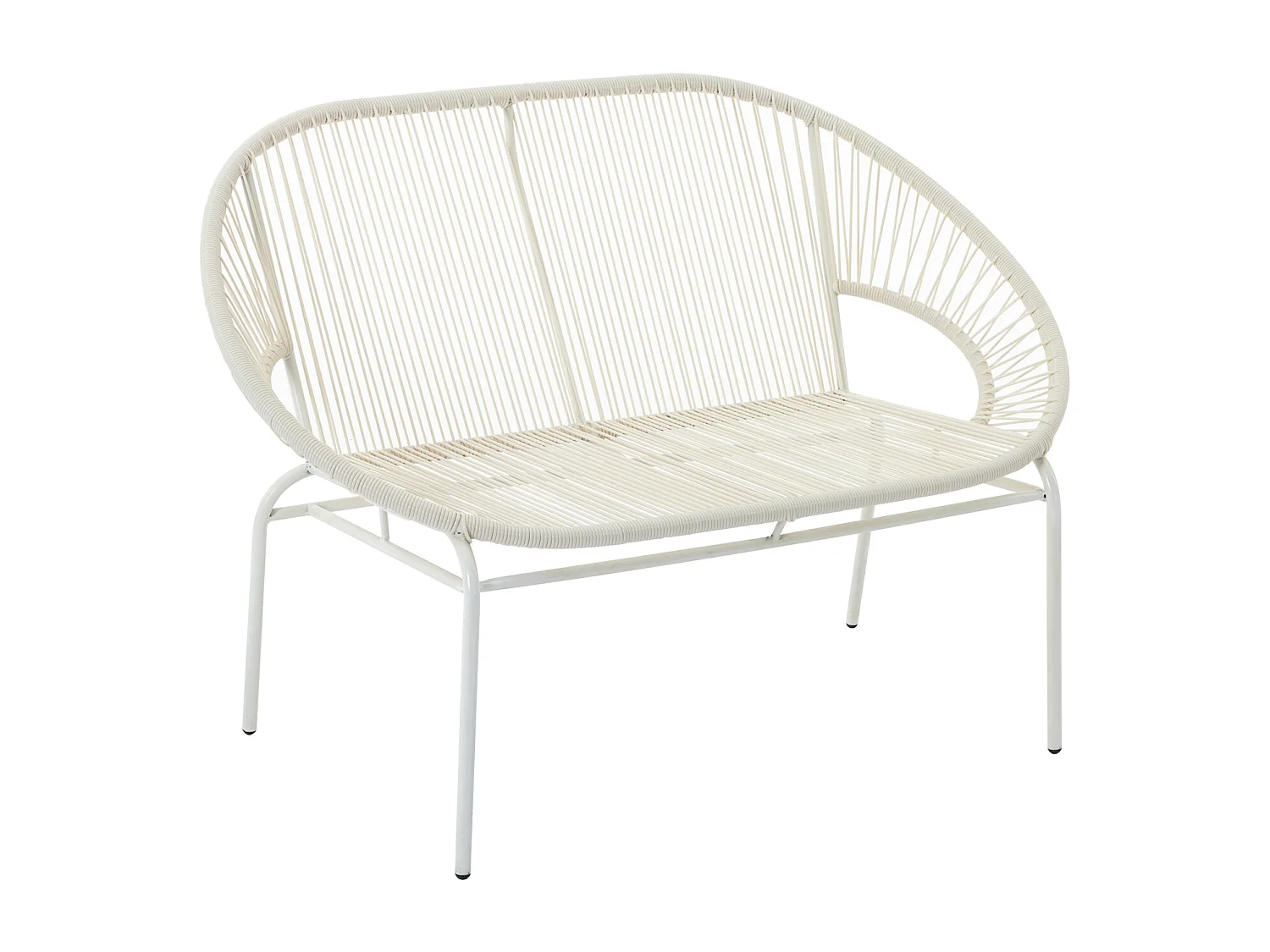Banc de jardin en fils de résine tressés - Blanc - ALIOS III de MYLIA