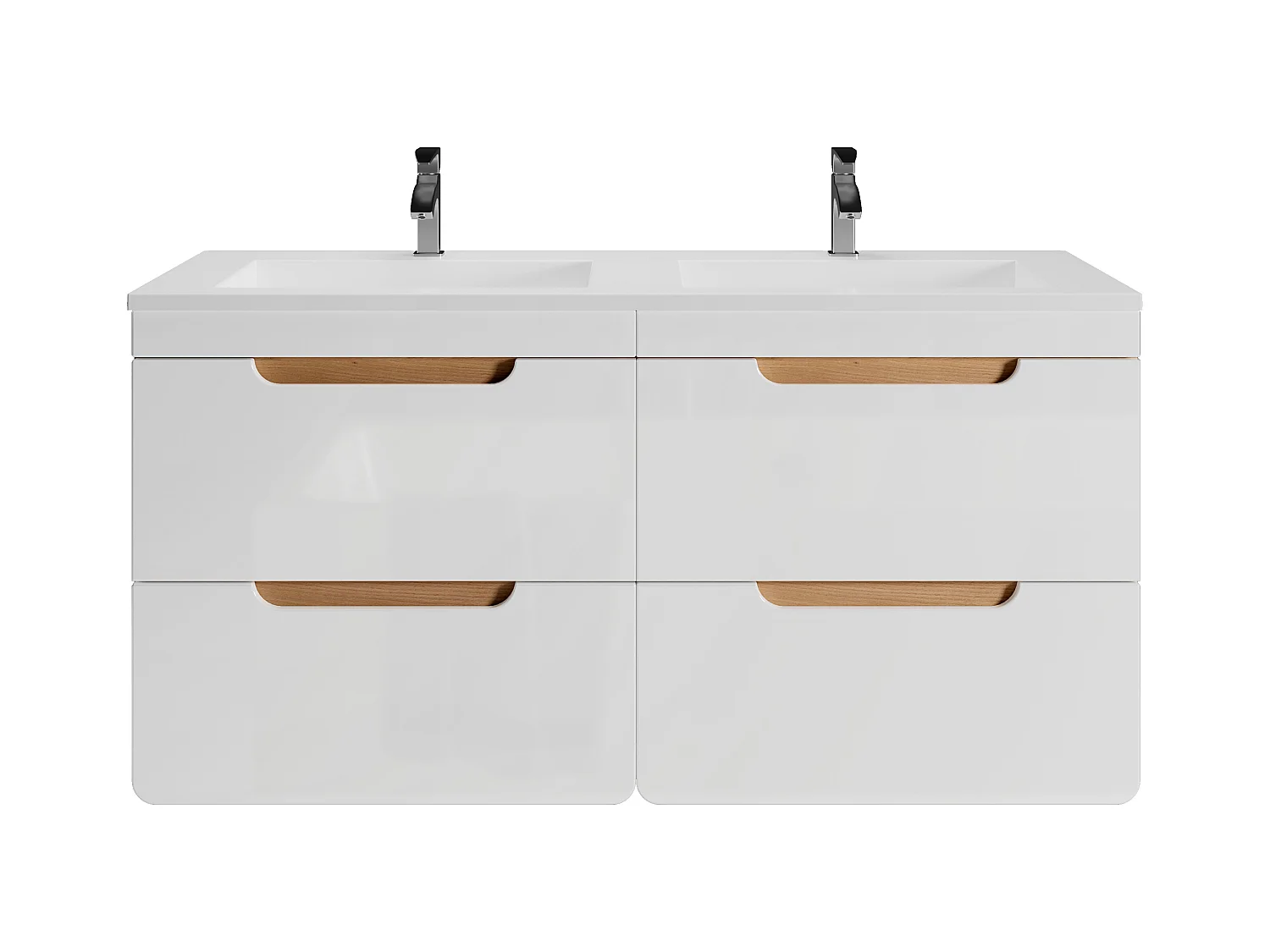 Mueble de baño flotante con lavabo encastrable - Color natural y blanco - 120 cm - ARUBA
