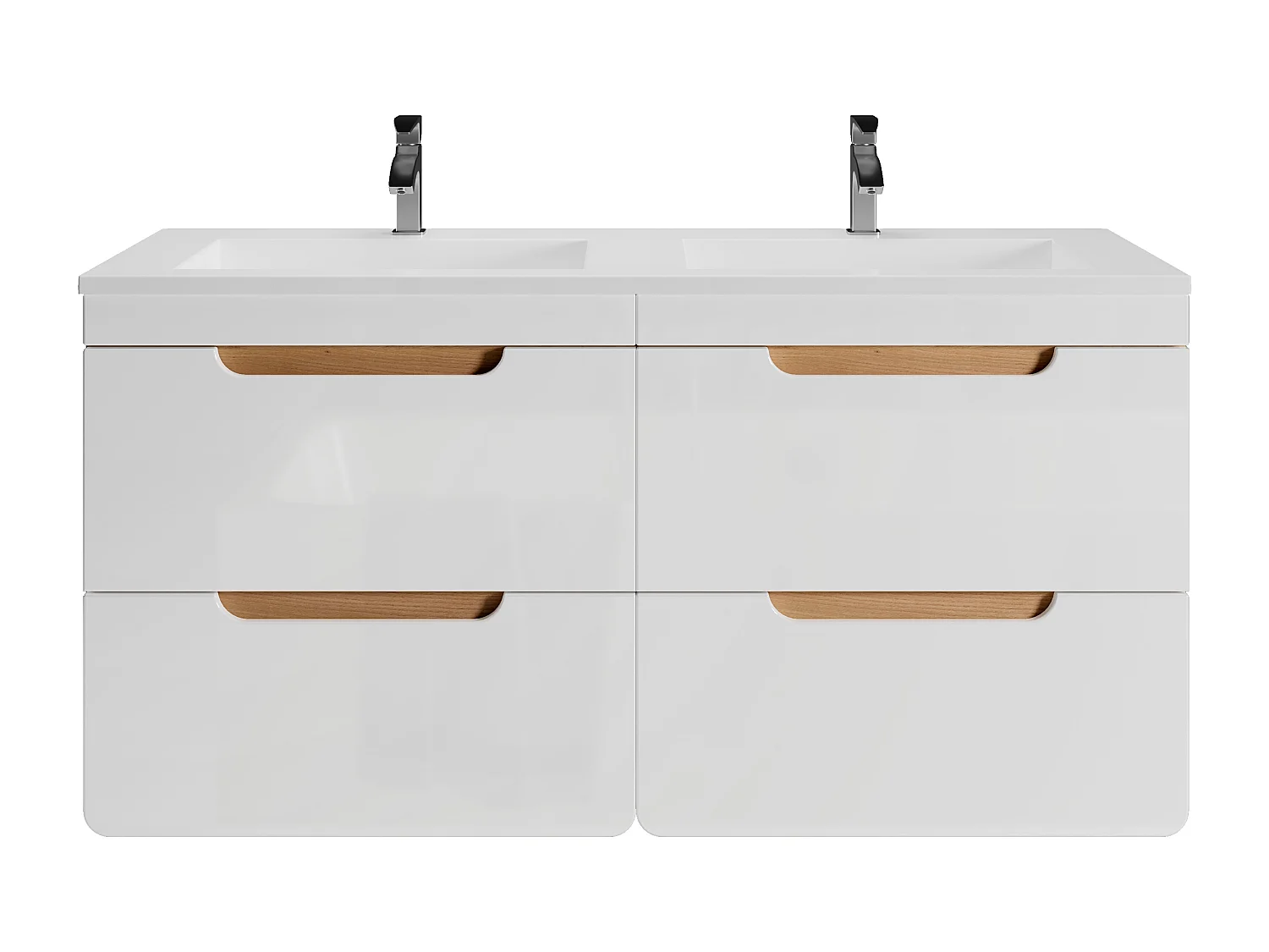 Meuble de salle de bain suspendu avec vasque à encastrer - Coloris naturel et blanc  - 120 cm - ARUBA