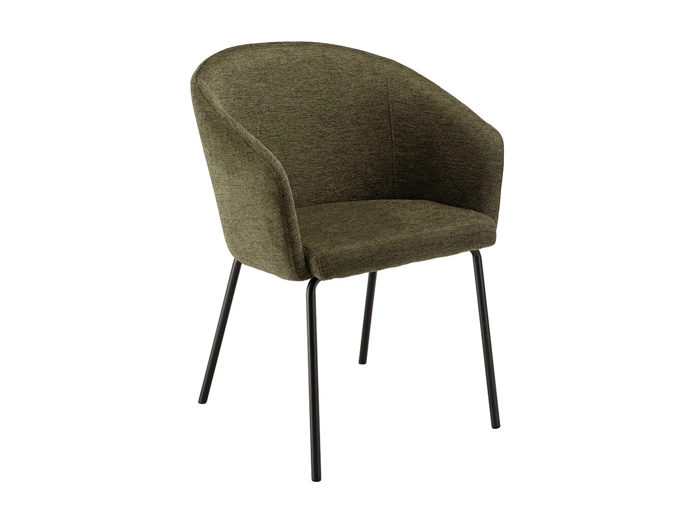 ULYSSE - Lot de 2 chaises tissu vert olive pieds acier noir