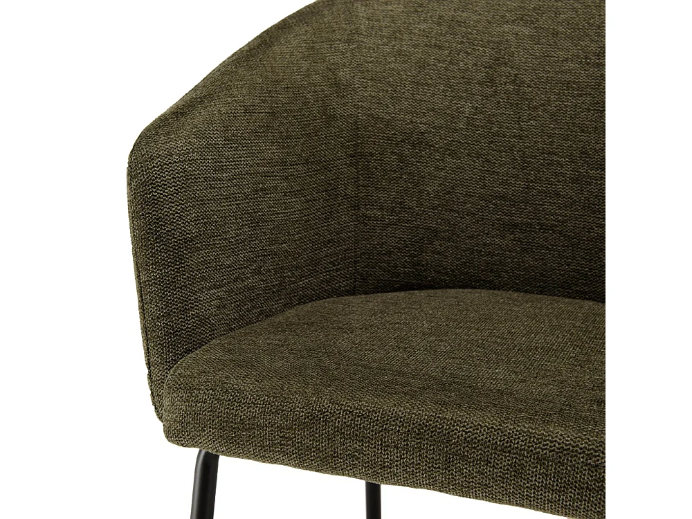 ULYSSE - Lot de 2 chaises tissu vert olive pieds acier noir