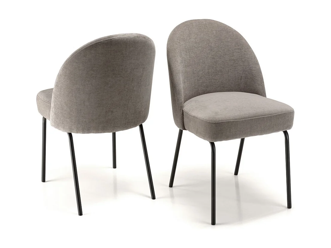 ULYSSE - Lot de 2 chaises tissu couleur beige pieds acier noir