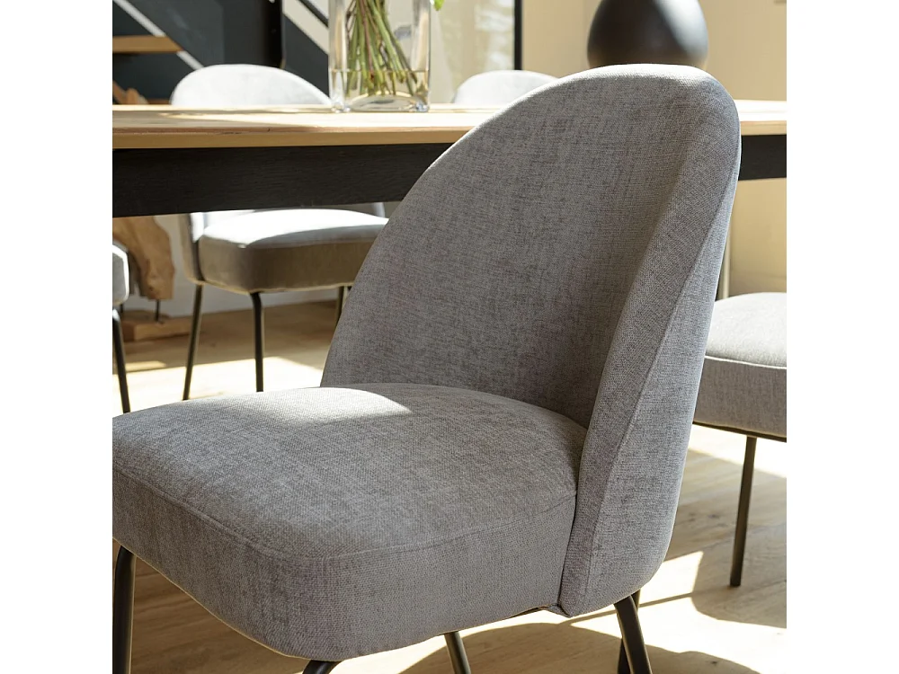 ULYSSE - Lot de 2 chaises tissu couleur beige pieds acier noir