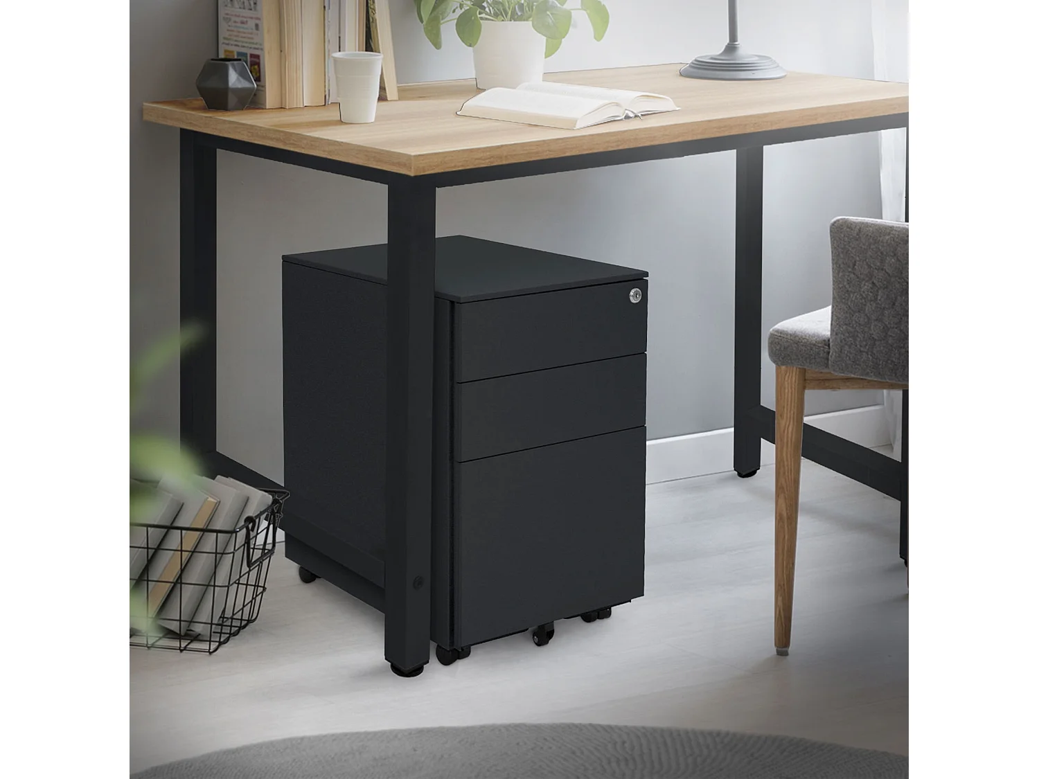 Rollcontainer Bürocontainer Büroschrank Aktenschrank Rollschrank 3 Schubladen