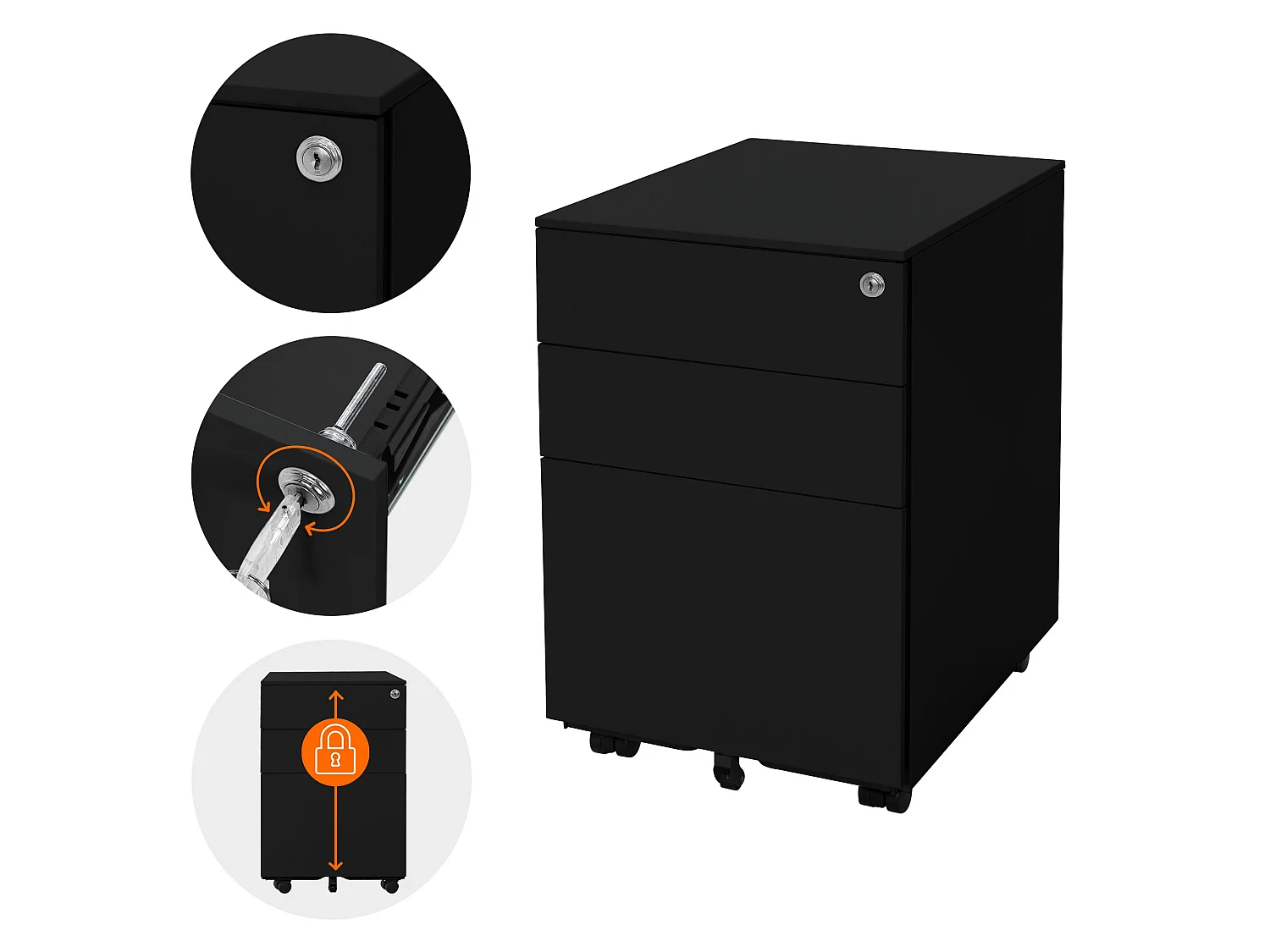 Rollcontainer Bürocontainer Büroschrank Aktenschrank Rollschrank 3 Schubladen