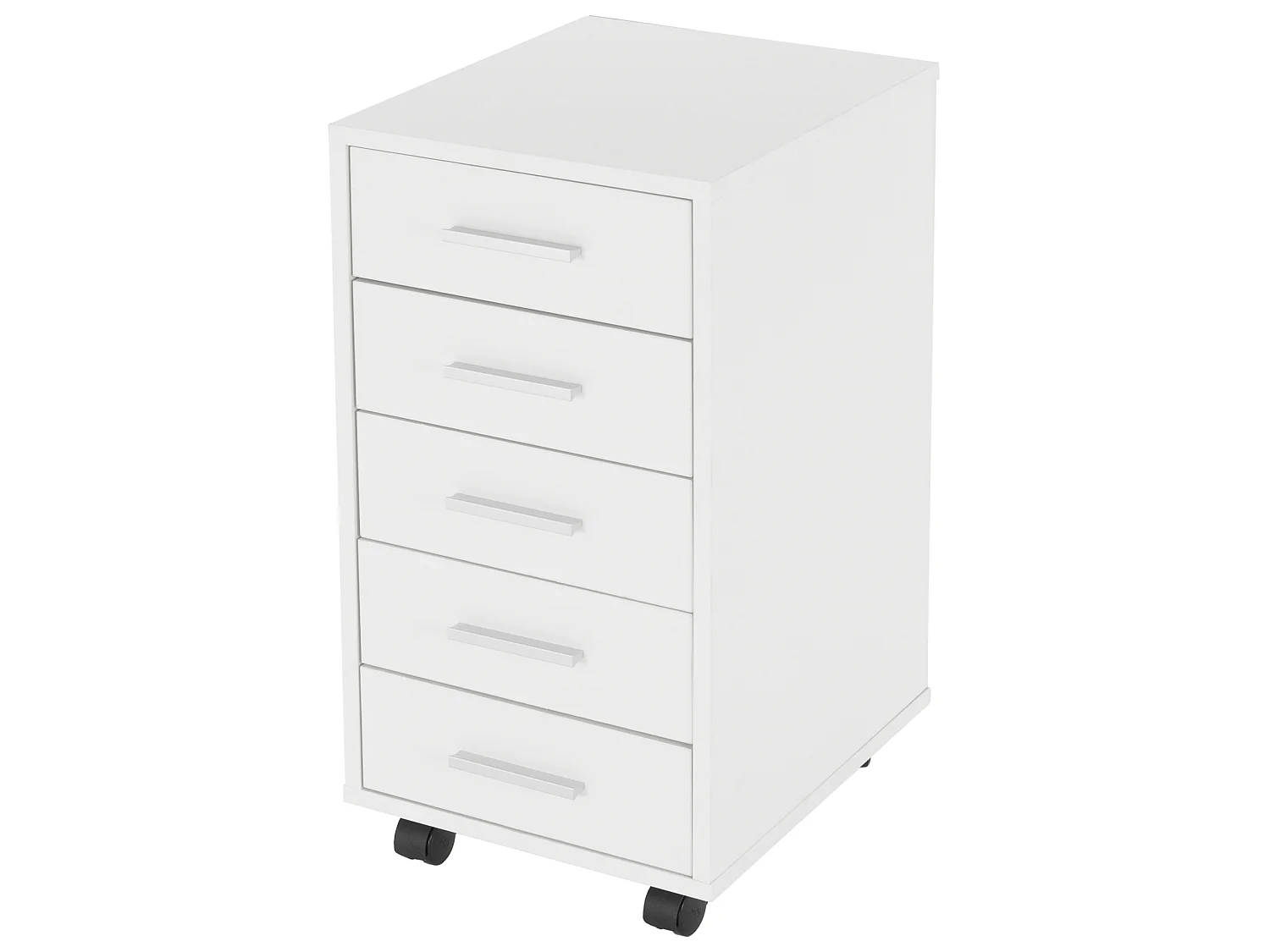 Caisson à roulettes avec 5 tiroirs de bureau 33x38x63,5cm meuble rangement blanc