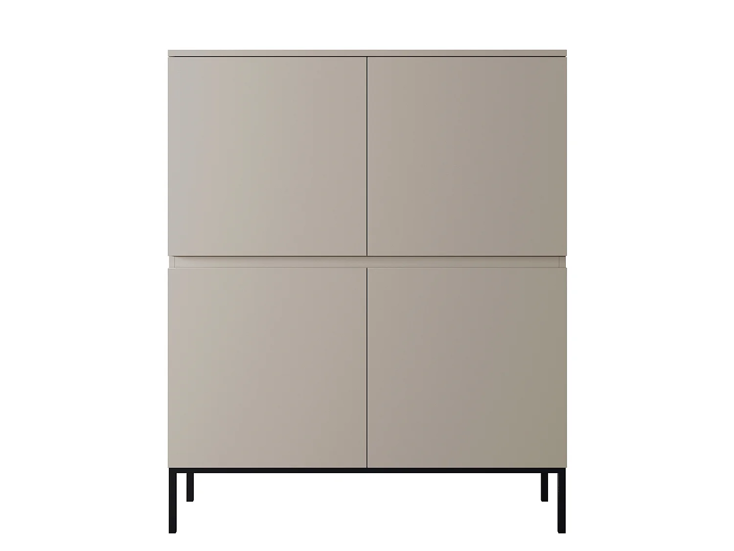 Highboard Hochkommode 4-türig - 100 cm - mit schwarzen Beinen - Taupe (Graubeige) - BEMMI