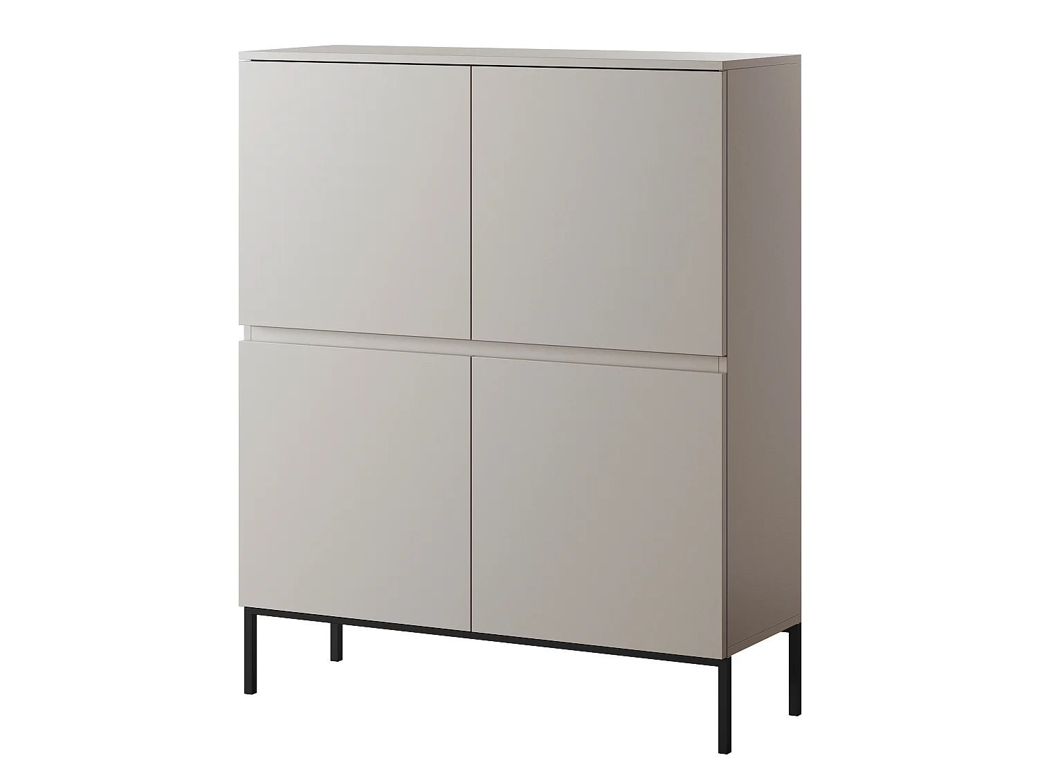 Highboard Hochkommode 4-türig - 100 cm - mit schwarzen Beinen - Taupe (Graubeige) - BEMMI