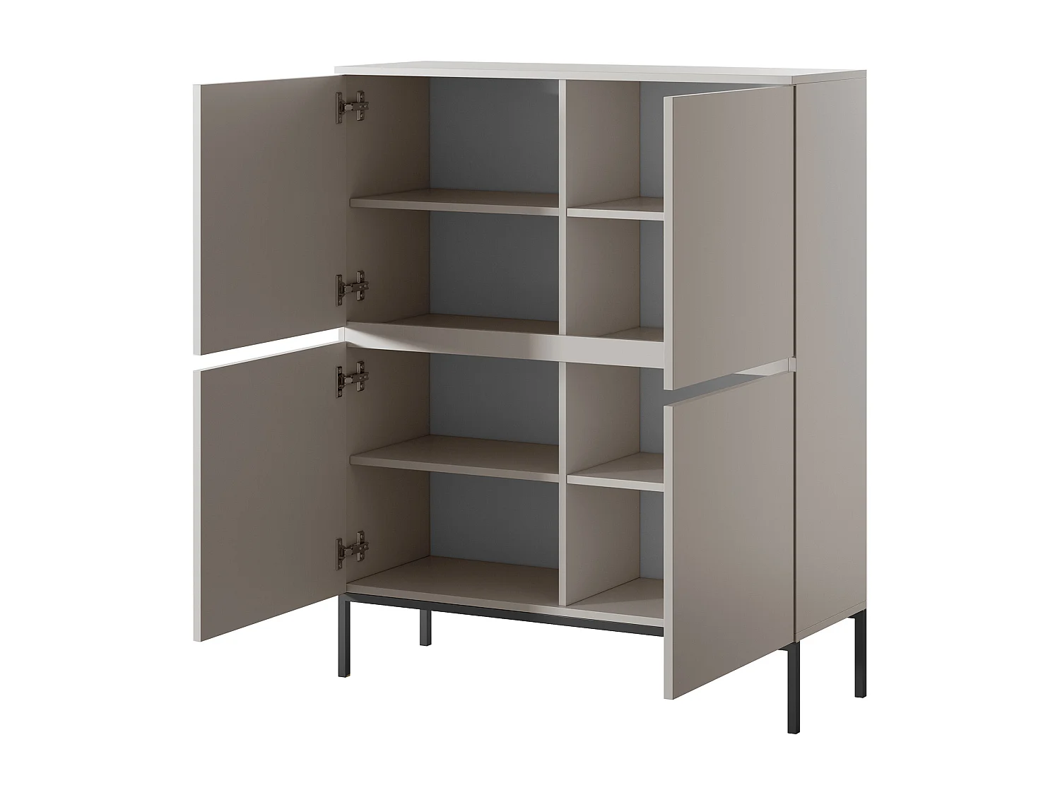 Hohe Kommode - 100 cm - Taupe (Grau-Beige) - Bemmi